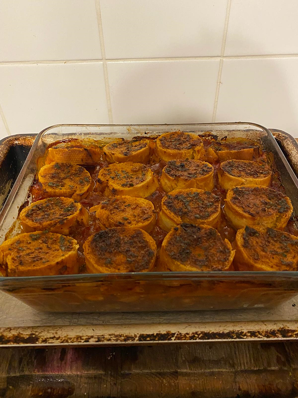 Garlic Bread Topped Chicken